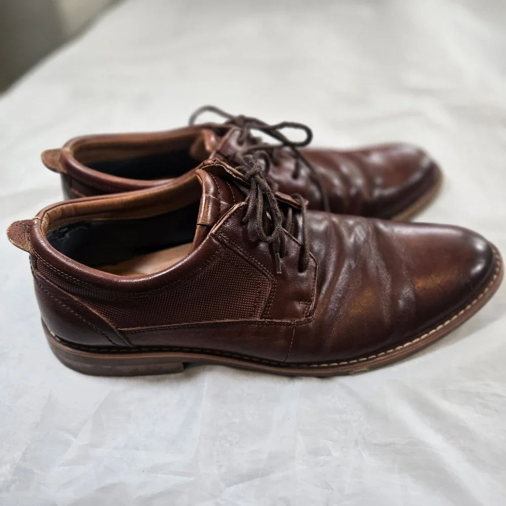 Steve Madden Oakes Men's Brown Leather Derby Dress Shoes Size 13 Lace Up Comfort